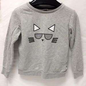 Karl Lagerfield Kids Girl Cotton Grey Cat Pullover